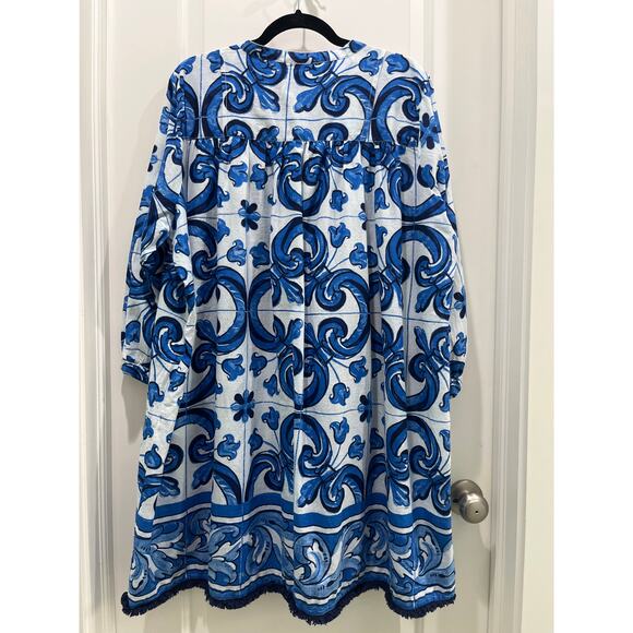 Tuckernuck TNUCK BEACH Capri Blue Majolica Tile Bondi Coverup Sz 3XL - Picture 10 of 11